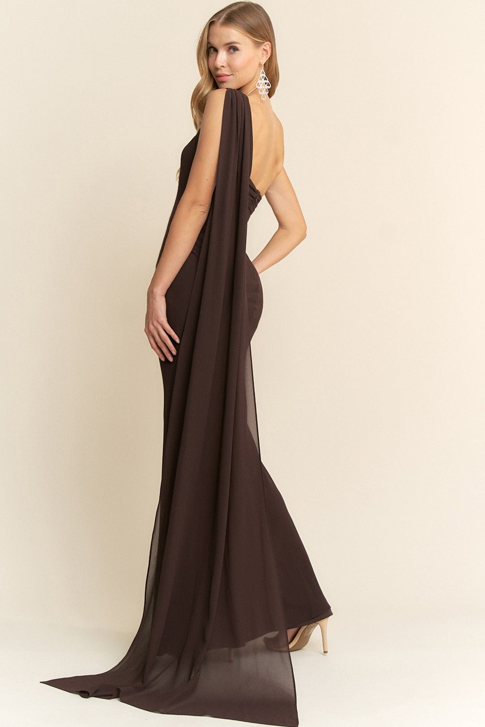 Allena - chocolate - Cindel vestidos maxi, midi, mini, para toda ocasion, largos, de fiesta, de boda