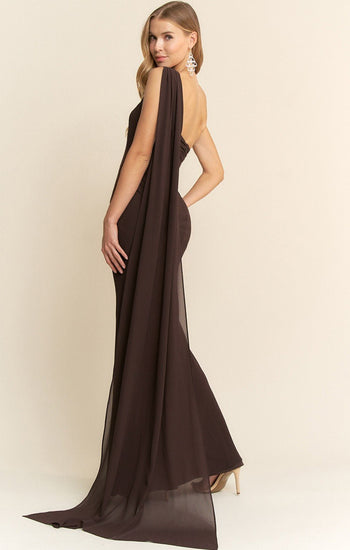 Allena - chocolate - Cindel vestidos maxi, midi, mini, para toda ocasion, largos, de fiesta, de boda