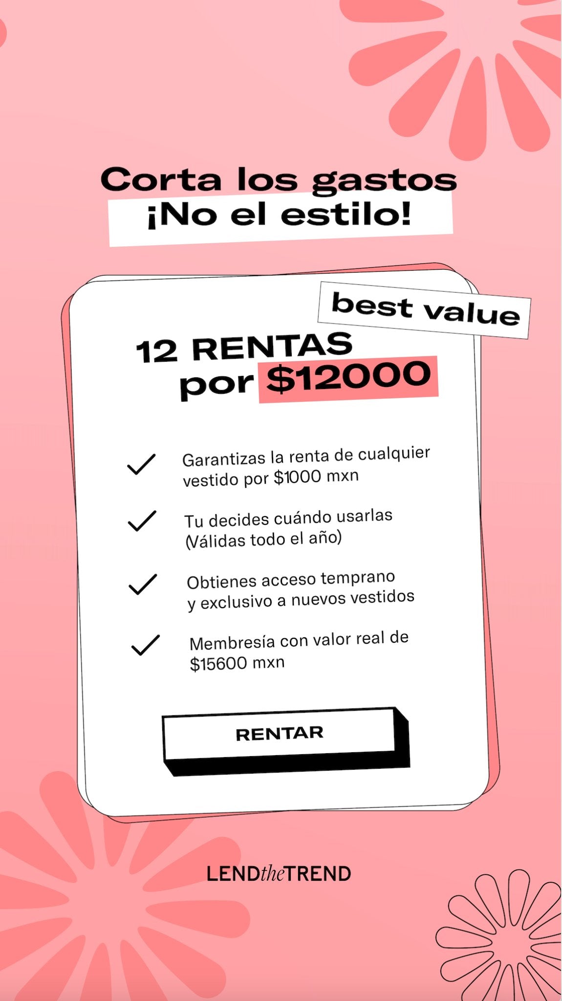 12 Rentas Membresía - Lend the Trend renta de vestidos mexico