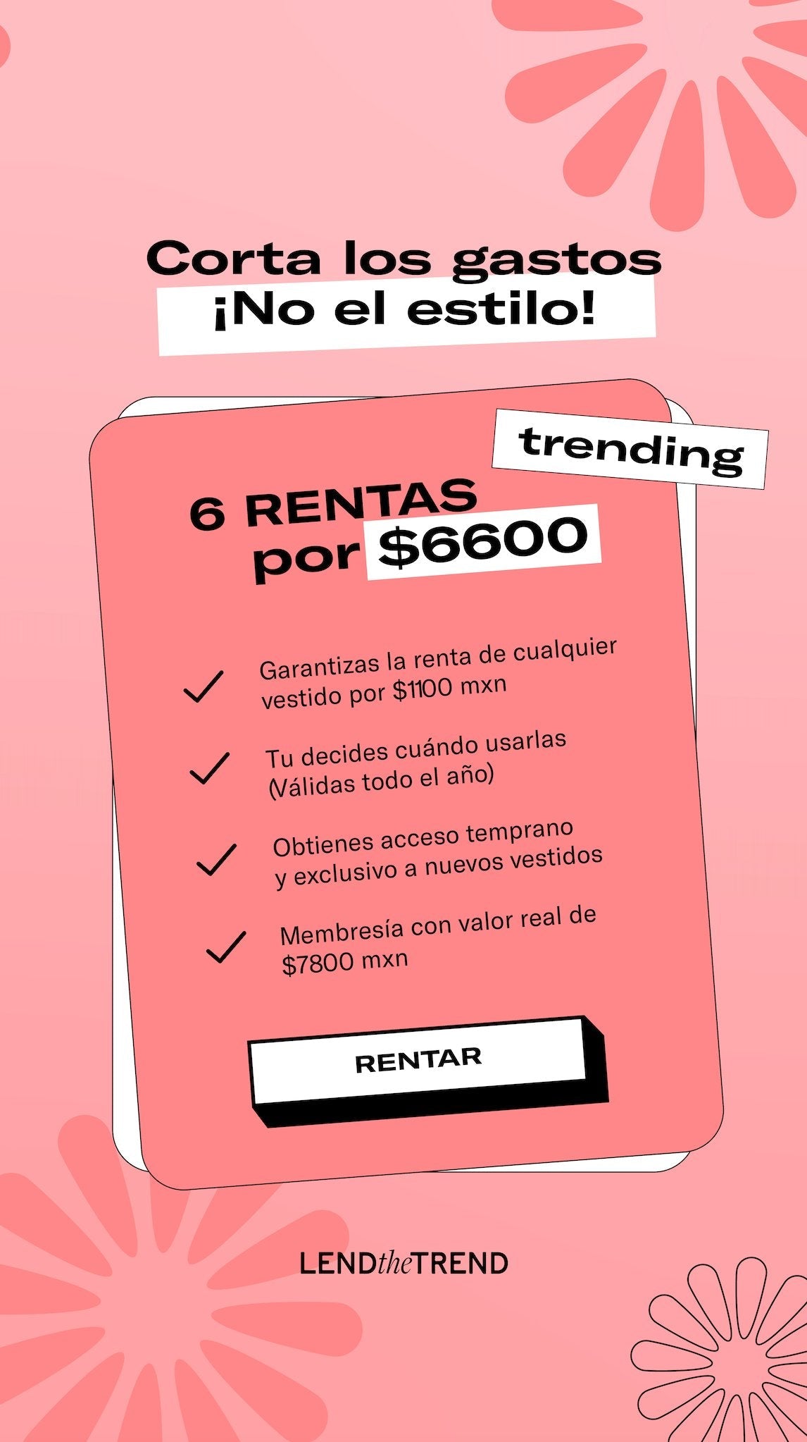6 Rentas Membresía - Lend the Trend renta de vestidos mexico