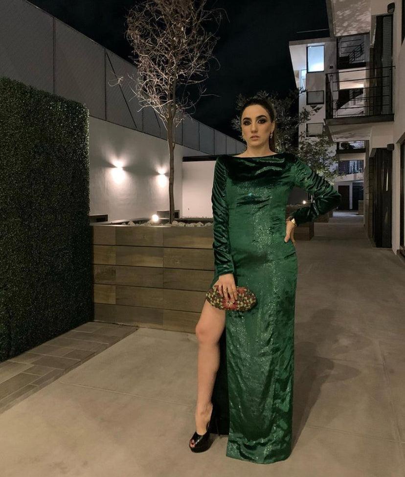 Iva - vestido largo verde - Lend the Trend renta de vestidos mexico