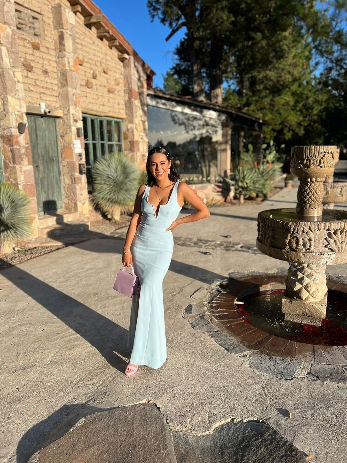 Macie - vestido largo azul - Lend the Trend renta de vestidos mexico