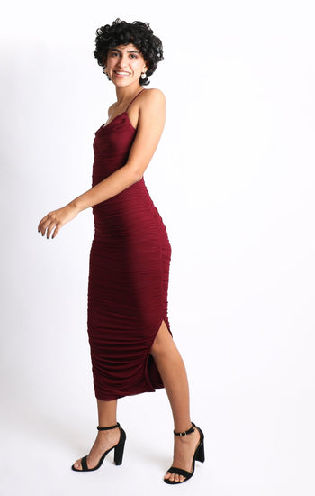 Pamela - rojo vino - Lend the Trend renta de vestidos mexico